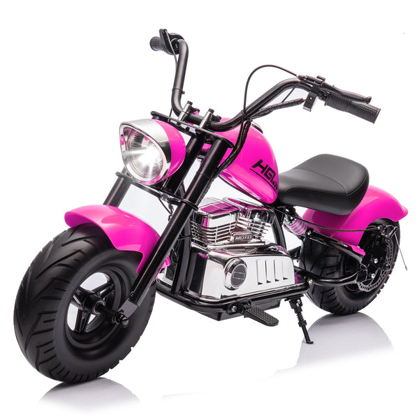MUKIDY 24V Electric Dirt Bike for Kids, 250W Ride on Motorcycle with Twist Grip Throttle, Key Start, Bluetooth, Music, Speed up to 12.4 mph, Age 8+, Pink