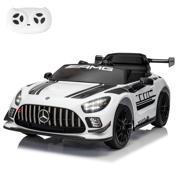 MUKIDY Kids Mercedes Benz AMG GT3 Ride-On Car, 12V Battery, Parent Remote, LED Lights, MP3, 3 Speeds