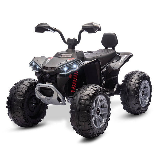 MUKIDY JJF-TR2405 24V Kids ATV, 4-Wheeler Ride-On Car with Dual Drive, LED Lights, Bluetooth, USB, Spring Suspension, High/Low Speed, for Boys & Girls (Ages 3–8)
