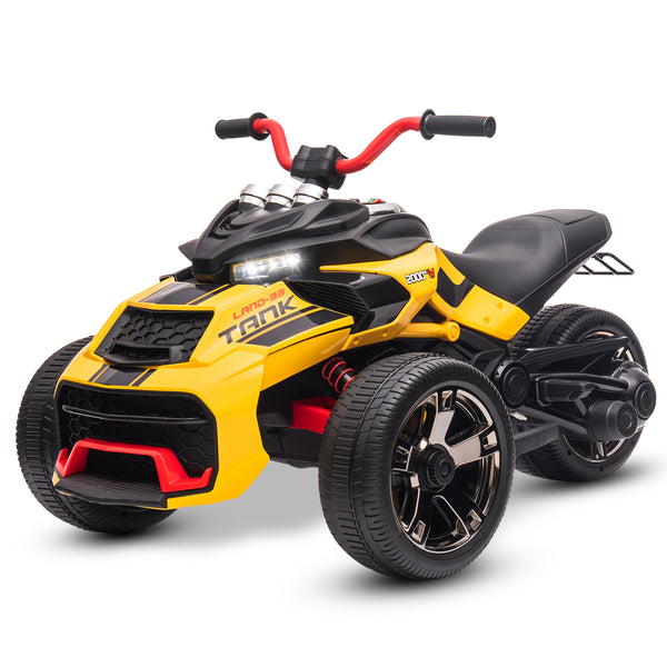MUKIDY Kids 3-Wheeler ATV Motorcycle, XB-3118 – 12V Electric Ride-On Toy, w/LED Lights, Bluetooth, MP3, EVA Tires, Spring Suspension, for Kids Ages 3-8