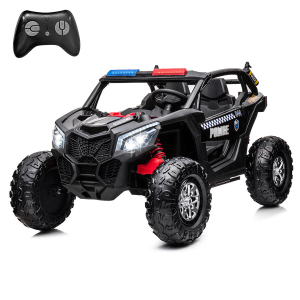 MUKIDY Kids Police UTV Ride-On, 24V Battery, Parent Remote, LED Lights, MP3, All-Terrain, 3 Speeds