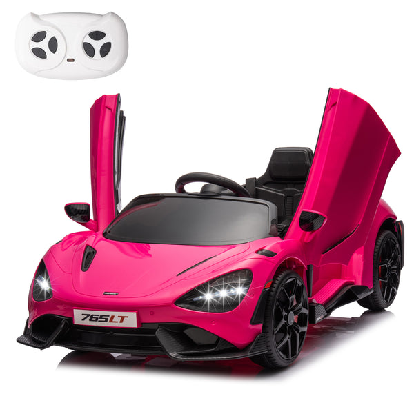 MUKIDY Licensed McLaren 765LT Ride-On Car – 12V Battery Powered Electric Vehicle with Parent Remote, LED Lights, MP3 Player, and Smooth Start